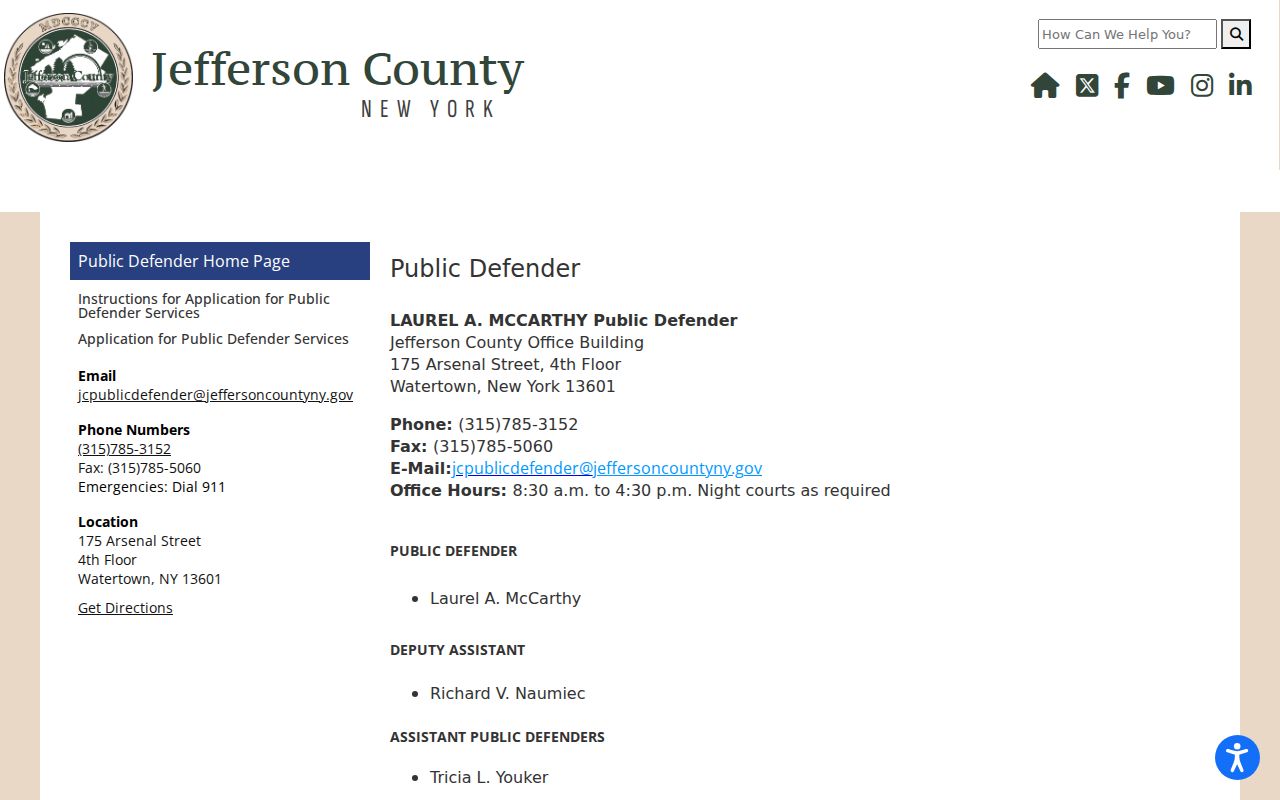 Jefferson County criminal court case records Public Defender office page