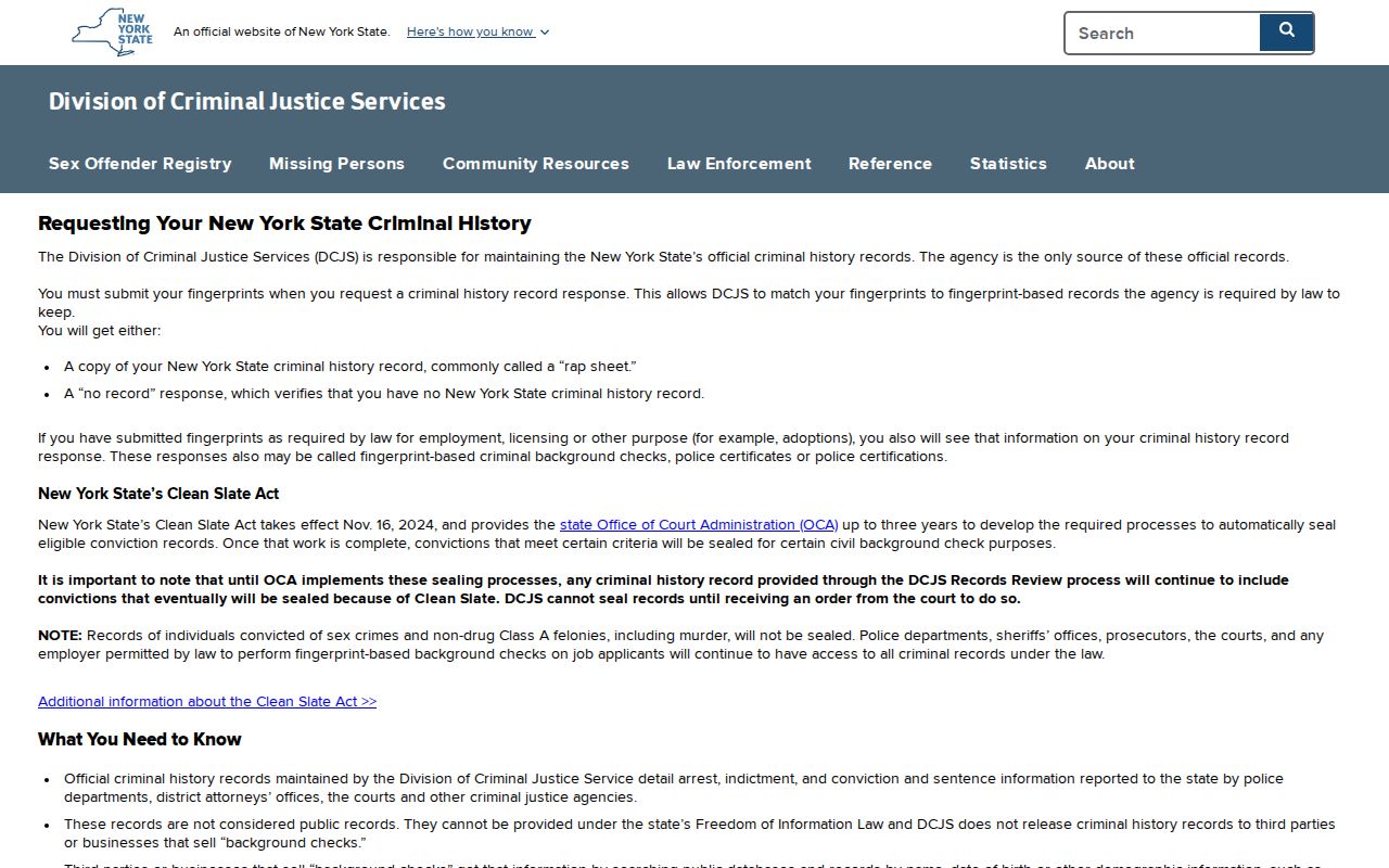Jefferson County criminal history DCJS Record Review instructions