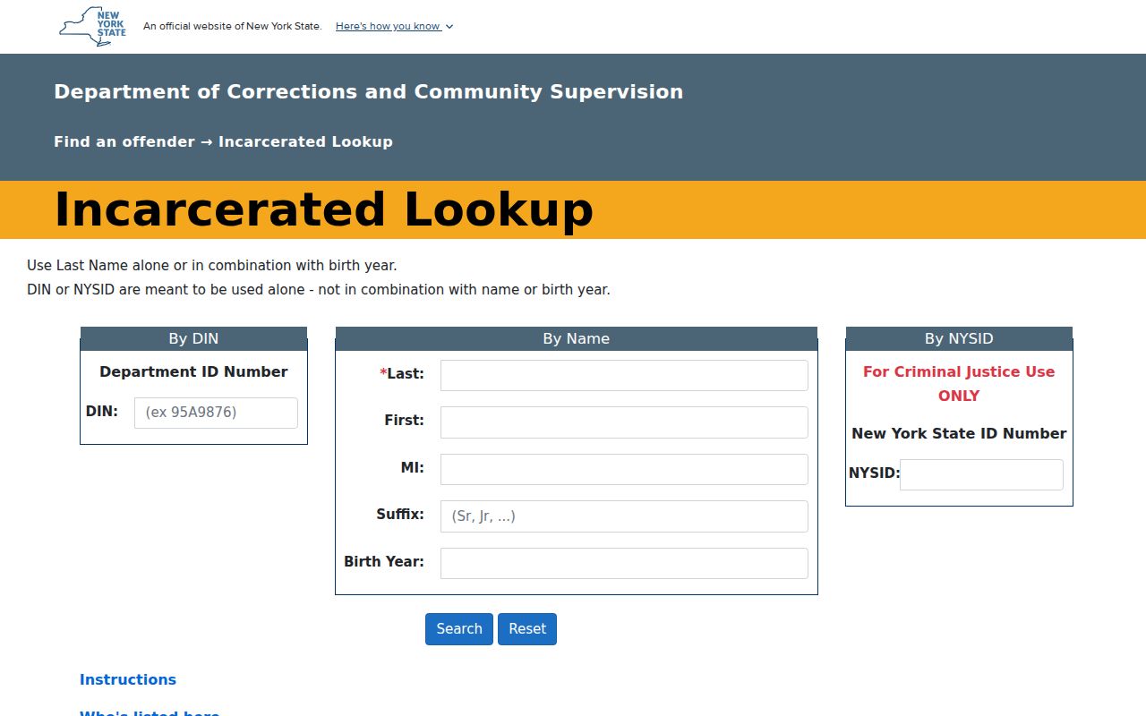 Jefferson County criminal history DOCCS incarcerated person lookup