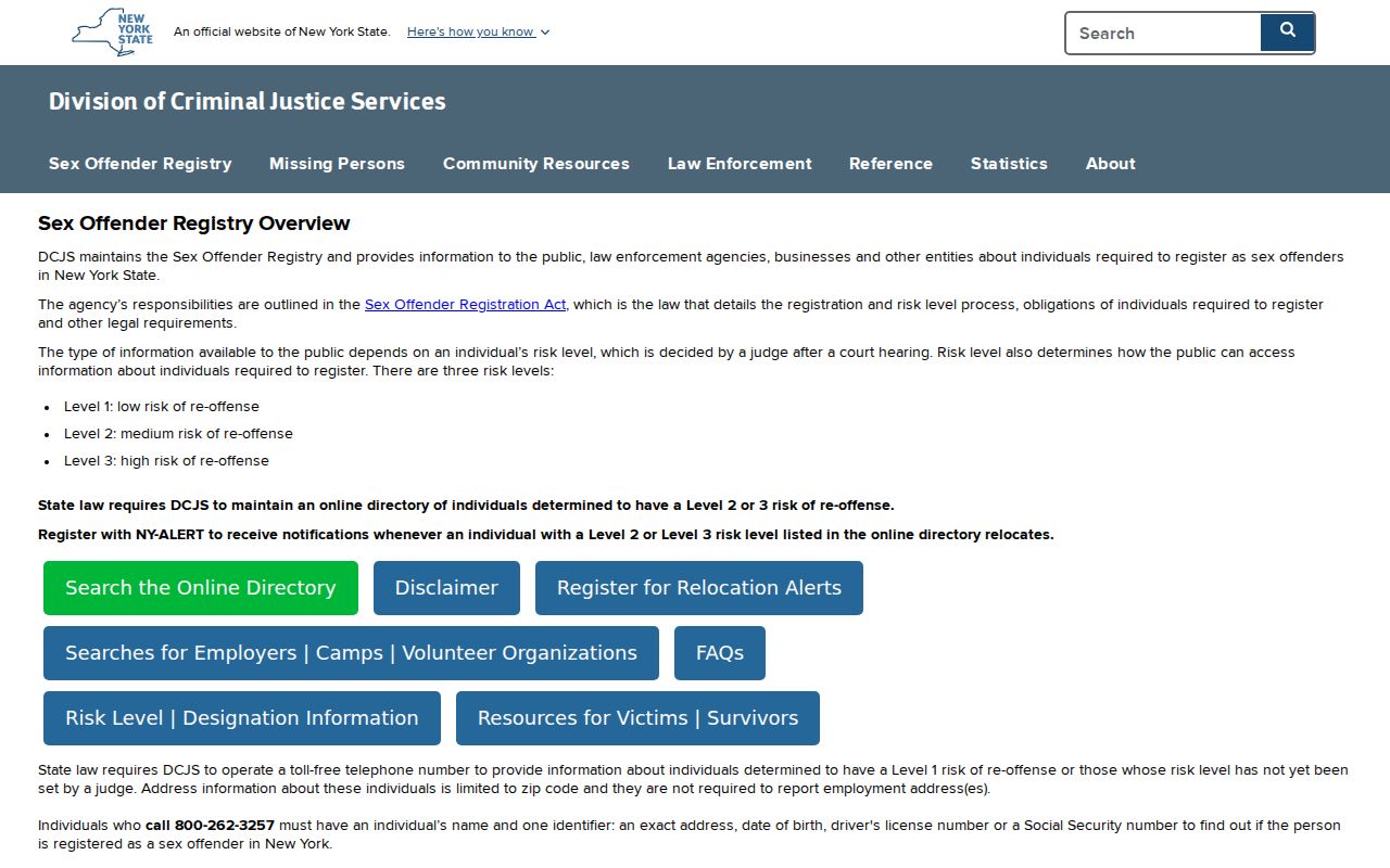 Jefferson County sex offender registry alert and risk level information